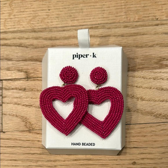 Piper K Jewelry - Piper K Heart Earrings - Hot Pink